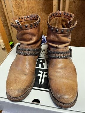 Frye-Veronica stud moto short boot